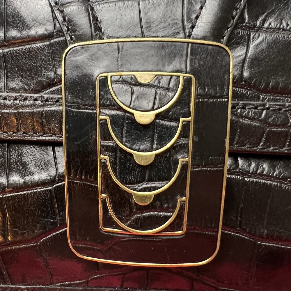 Cole Haan Elena Black Croc Embossed Clutch - Picture 7 of 11
